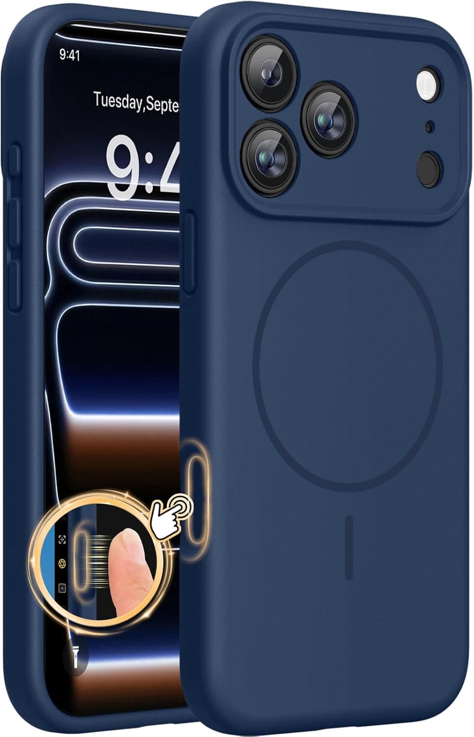Miracase Magnetic for iPhone 17 Pro Case, Silicone, Dark Blue