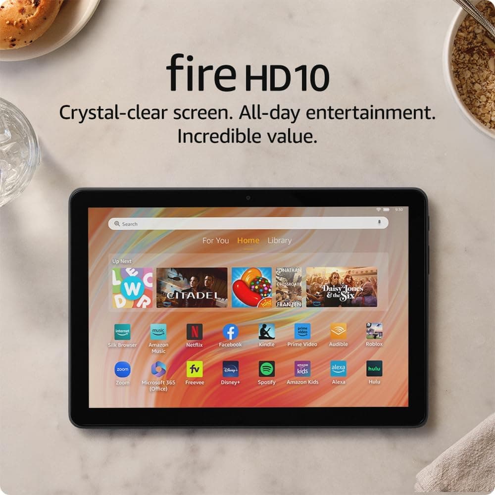 Amazon Fire HD 10 태블릿, 10.1인치 풀 HD 화면, 옥타코어, 4GB RAM, 32GB