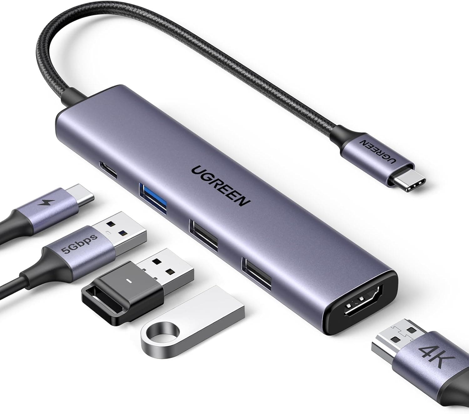 UGREEN USB C Hub 5 in 1 Multiport Adapter 4K HDMI, 100W Power Delivery