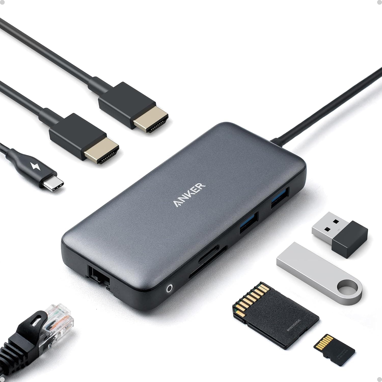 Anker Laptop Docking Station Dual Monitor, 8-in-1 USB C Hub with 4K HDMI