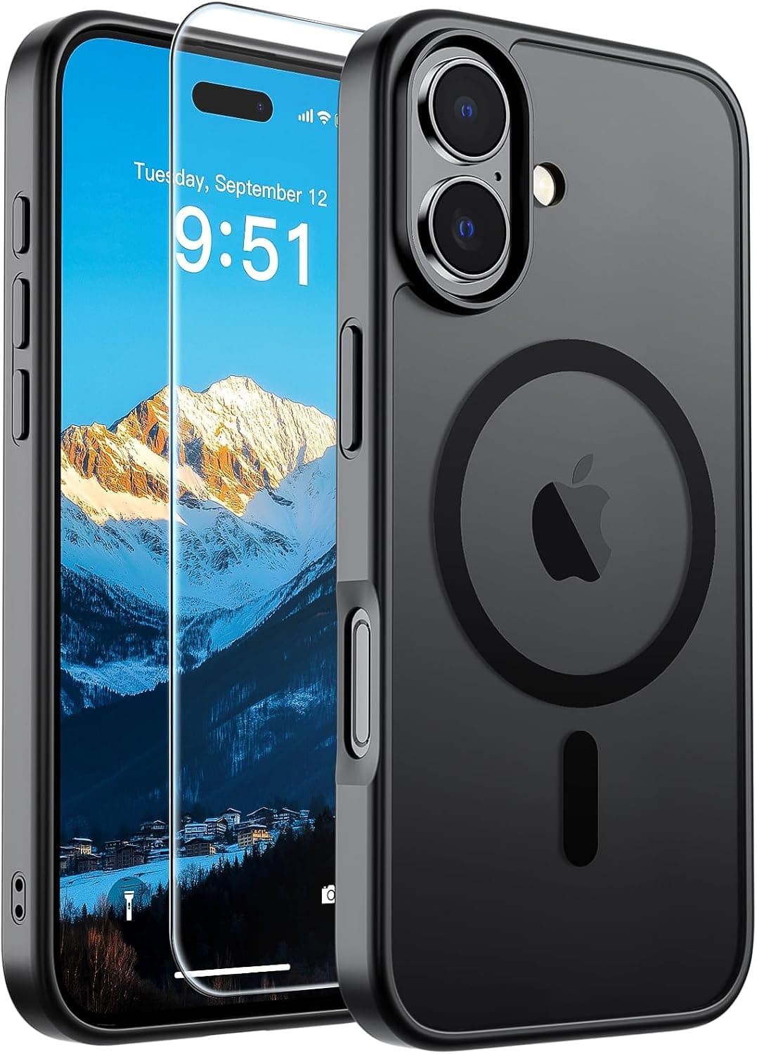 SUPFINE Magnetic for iPhone 17 Case Black with Screen Protector