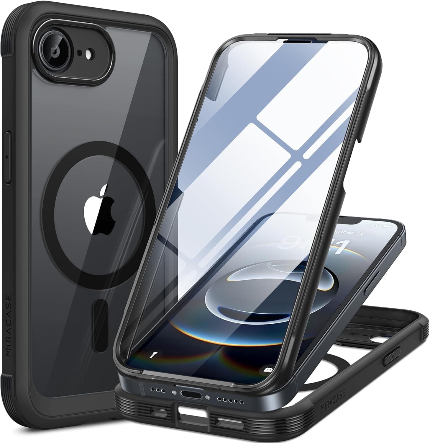 miracase for iPhone 17e/16e Case, Full-Body with Built-in Glass Screen Protector, MagSafe